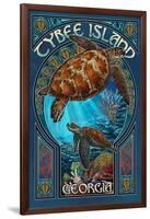 Tybee Island, Georgia - Sea Turtle Art Nouveau-Lantern Press-Framed Art Print