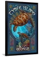 Tybee Island, Georgia - Sea Turtle Art Nouveau-Lantern Press-Framed Art Print