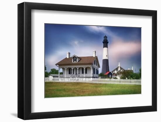 Tybee Island Lighthouse with the Keeper's Cottage, Savannah Beach, Georgia-George Oze-Framed Photographic Print