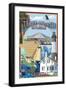 Tybee Island - Savannah, Georgia - Montage-Lantern Press-Framed Art Print