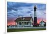 Tybee Light House at Sunset, Tybee Island, Georgia, USA-Joanne Wells-Framed Photographic Print