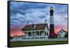 Tybee Light House at Sunset, Tybee Island, Georgia, USA-Joanne Wells-Framed Stretched Canvas