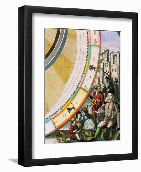 Tycho Brahe, Detail from a Map of his System of Planetary Orbits from The Celestial Atlas-Andreas Cellarius-Framed Premium Giclee Print