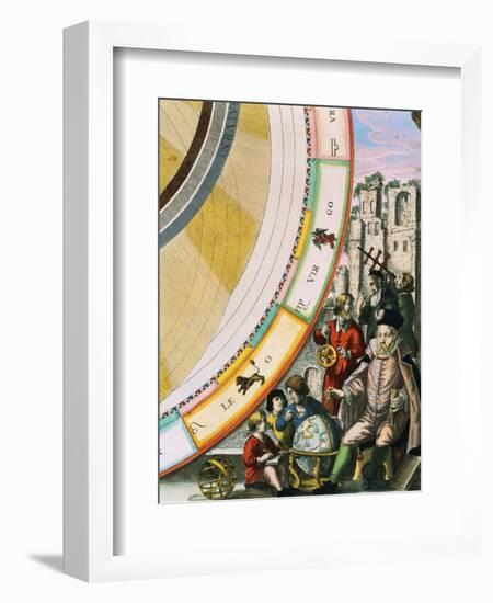 Tycho Brahe, Detail from a Map of his System of Planetary Orbits from The Celestial Atlas-Andreas Cellarius-Framed Premium Giclee Print