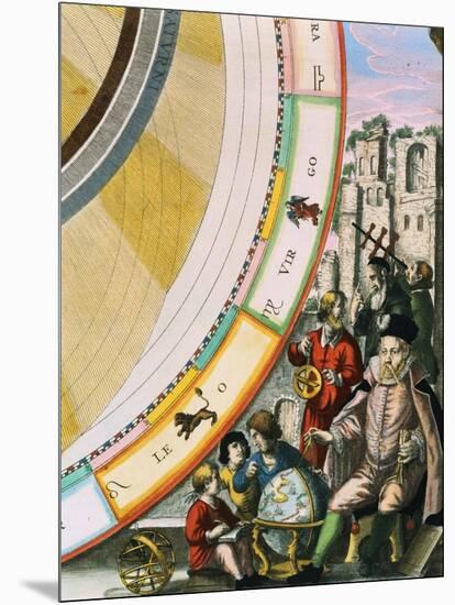 Tycho Brahe, Detail from a Map of his System of Planetary Orbits from The Celestial Atlas-Andreas Cellarius-Mounted Giclee Print