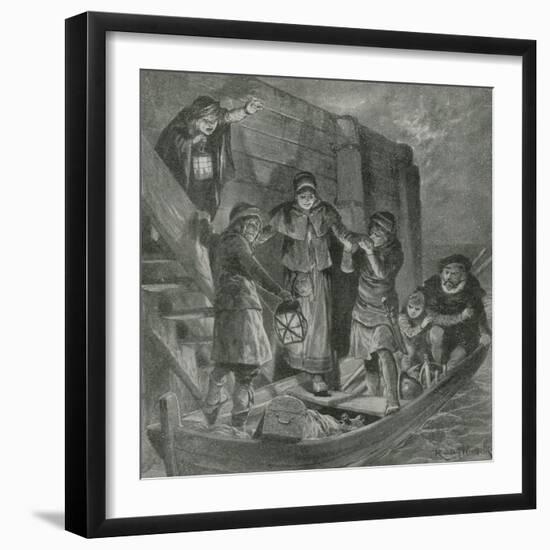 Tycho Brahe Sails Away from His Island in the Darkness of Night-null-Framed Giclee Print