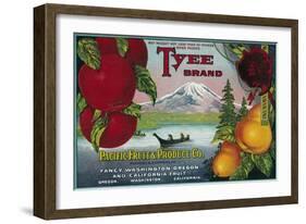 Tyee Pear Crate Label - WA, OR, and CA-Lantern Press-Framed Art Print