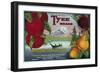 Tyee Pear Crate Label - WA, OR, and CA-Lantern Press-Framed Art Print