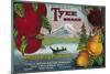 Tyee Pear Crate Label - WA, OR, and CA-Lantern Press-Mounted Art Print