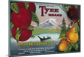 Tyee Pear Crate Label - WA, OR, and CA-Lantern Press-Mounted Art Print