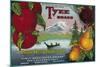 Tyee Pear Crate Label - WA, OR, and CA-Lantern Press-Mounted Premium Giclee Print