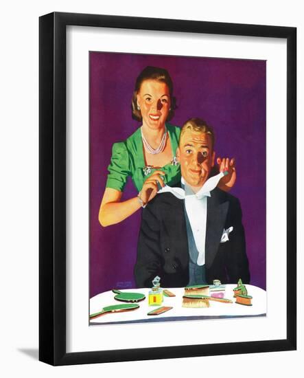 "Tying a Tux Tie," April 26, 1941-John Hyde Phillips-Framed Giclee Print