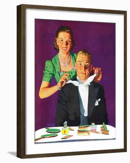 "Tying a Tux Tie," April 26, 1941-John Hyde Phillips-Framed Giclee Print