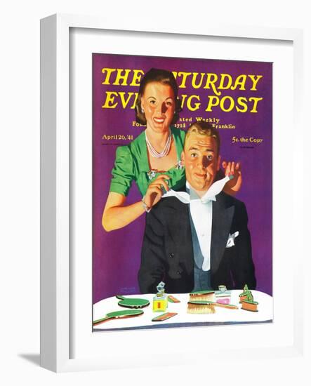 "Tying a Tux Tie," Saturday Evening Post Cover, April 26, 1941-John Hyde Phillips-Framed Giclee Print