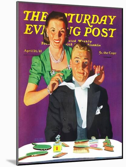 "Tying a Tux Tie," Saturday Evening Post Cover, April 26, 1941-John Hyde Phillips-Mounted Giclee Print