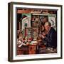 "Tying Flies", March 4, 1950-Stevan Dohanos-Framed Giclee Print