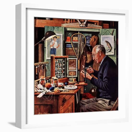 "Tying Flies", March 4, 1950-Stevan Dohanos-Framed Giclee Print