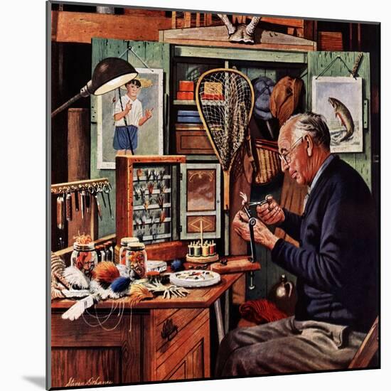 "Tying Flies", March 4, 1950-Stevan Dohanos-Mounted Giclee Print