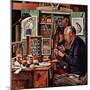 "Tying Flies", March 4, 1950-Stevan Dohanos-Mounted Premium Giclee Print