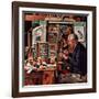 "Tying Flies", March 4, 1950-Stevan Dohanos-Framed Giclee Print