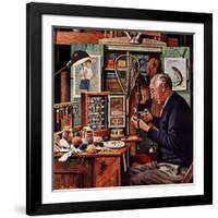 "Tying Flies", March 4, 1950-Stevan Dohanos-Framed Giclee Print