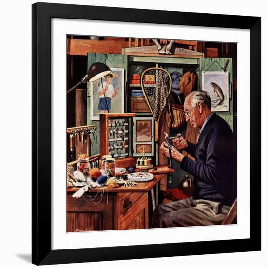 "Tying Flies", March 4, 1950-Stevan Dohanos-Framed Giclee Print