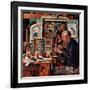 "Tying Flies", March 4, 1950-Stevan Dohanos-Framed Giclee Print