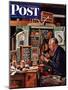 "Tying Flies" Saturday Evening Post Cover, March 4, 1950-Stevan Dohanos-Mounted Giclee Print