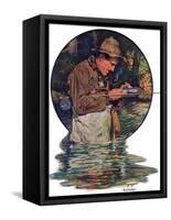 "Tying on a Fly,"May 25, 1929-J.F. Kernan-Framed Stretched Canvas