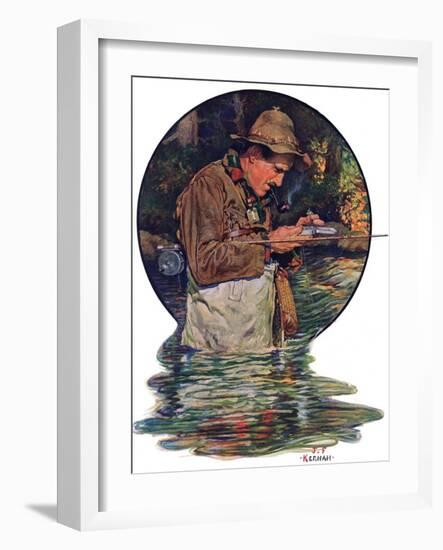 "Tying on a Fly,"May 25, 1929-J.F. Kernan-Framed Giclee Print