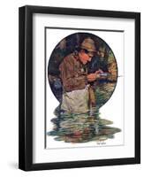 "Tying on a Fly,"May 25, 1929-J.F. Kernan-Framed Premium Giclee Print