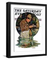 "Tying on a Fly," Saturday Evening Post Cover, May 25, 1929-J.F. Kernan-Framed Giclee Print