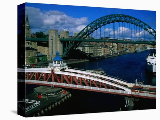 Tyne and Swing Bridges, Newcastle-Upon-Tyne, United Kingdom-Neil Setchfield-Stretched Canvas