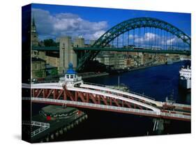 Tyne and Swing Bridges, Newcastle-Upon-Tyne, United Kingdom-Neil Setchfield-Stretched Canvas