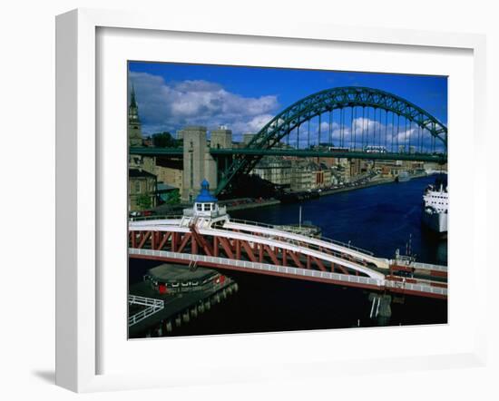 Tyne and Swing Bridges, Newcastle-Upon-Tyne, United Kingdom-Neil Setchfield-Framed Photographic Print