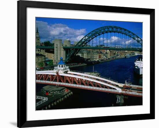 Tyne and Swing Bridges, Newcastle-Upon-Tyne, United Kingdom-Neil Setchfield-Framed Photographic Print