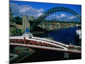 Tyne and Swing Bridges, Newcastle-Upon-Tyne, United Kingdom-Neil Setchfield-Mounted Photographic Print