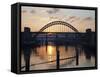 Tyne Bridge at Sunset, Spanning the River Tyne Between Newcastle and Gateshead, Tyne and Wear, Engl-Mark Sunderland-Framed Stretched Canvas