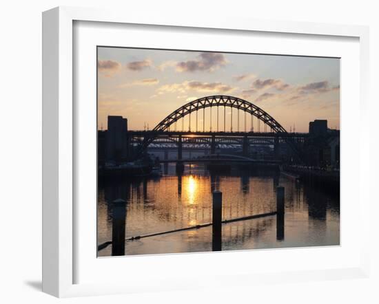 Tyne Bridge at Sunset, Spanning the River Tyne Between Newcastle and Gateshead, Tyne and Wear, Engl-Mark Sunderland-Framed Photographic Print