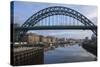 Tyne Bridge Framing the Quayside Sunday Morning Market and the Millennium Bridge-James Emmerson-Stretched Canvas