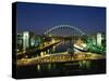 Tyne Bridge Illuminated at Night, Tyne and Wear, England, United Kingdom, Europe-null-Stretched Canvas