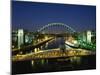 Tyne Bridge Illuminated at Night, Tyne and Wear, England, United Kingdom, Europe-null-Mounted Photographic Print