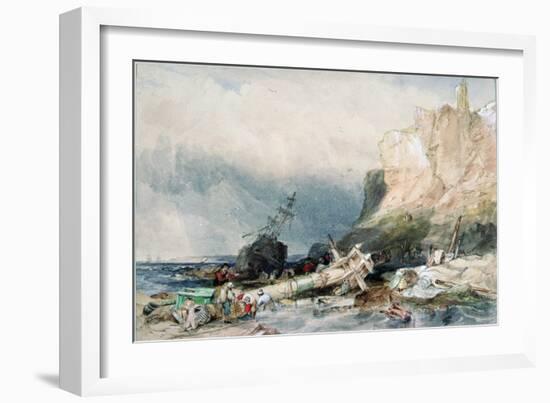 Tynemouth Castle, Tyne and Wear, with Wreck-George Balmer-Framed Giclee Print