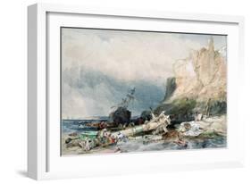 Tynemouth Castle, Tyne and Wear, with Wreck-George Balmer-Framed Giclee Print
