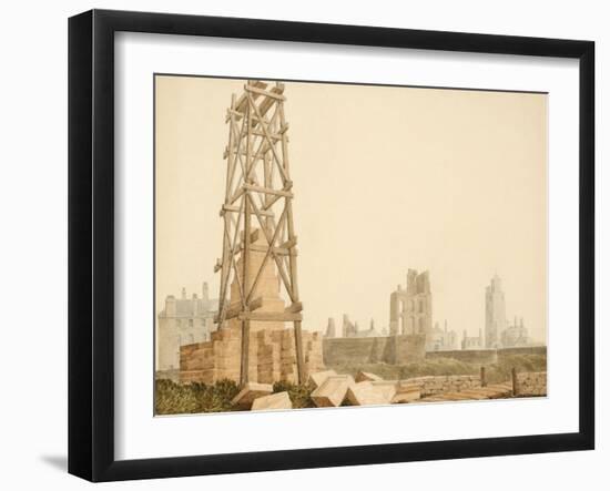 Tynemouth Priory and Lighthouse from the Collingwood Memorial, 1845-null-Framed Giclee Print