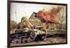 Type 97 Te-Ke Tankette And A Japanese Soldier Next To A Burning House (China 1941)-null-Framed Art Print