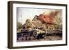 Type 97 Te-Ke Tankette And A Japanese Soldier Next To A Burning House (China 1941)-null-Framed Premium Giclee Print