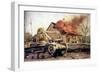 Type 97 Te-Ke Tankette And A Japanese Soldier Next To A Burning House (China 1941)-null-Framed Premium Giclee Print