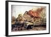 Type 97 Te-Ke Tankette And A Japanese Soldier Next To A Burning House (China 1941)-null-Framed Art Print