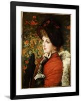 Type of Beauty: Portrait of Mrs. Kathleen Newton in a Red Dress and Black Bonnet, 1880-James Tissot-Framed Giclee Print